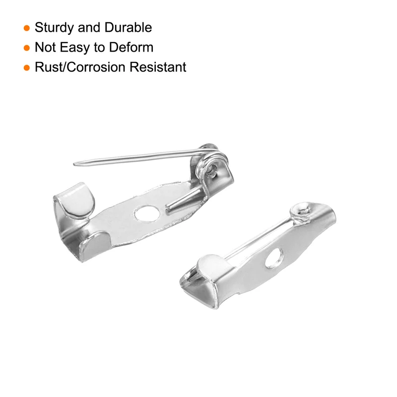 150Pcs Safety Bar Pins 15mm Brooch Clasp Pin Backs for ID Badges, Silver Tone