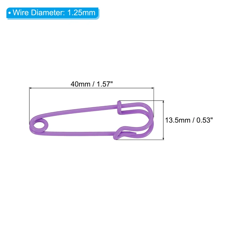 Safety Pins 1.57 Inch Large Metal Sewing Pins Purple 12Pcs