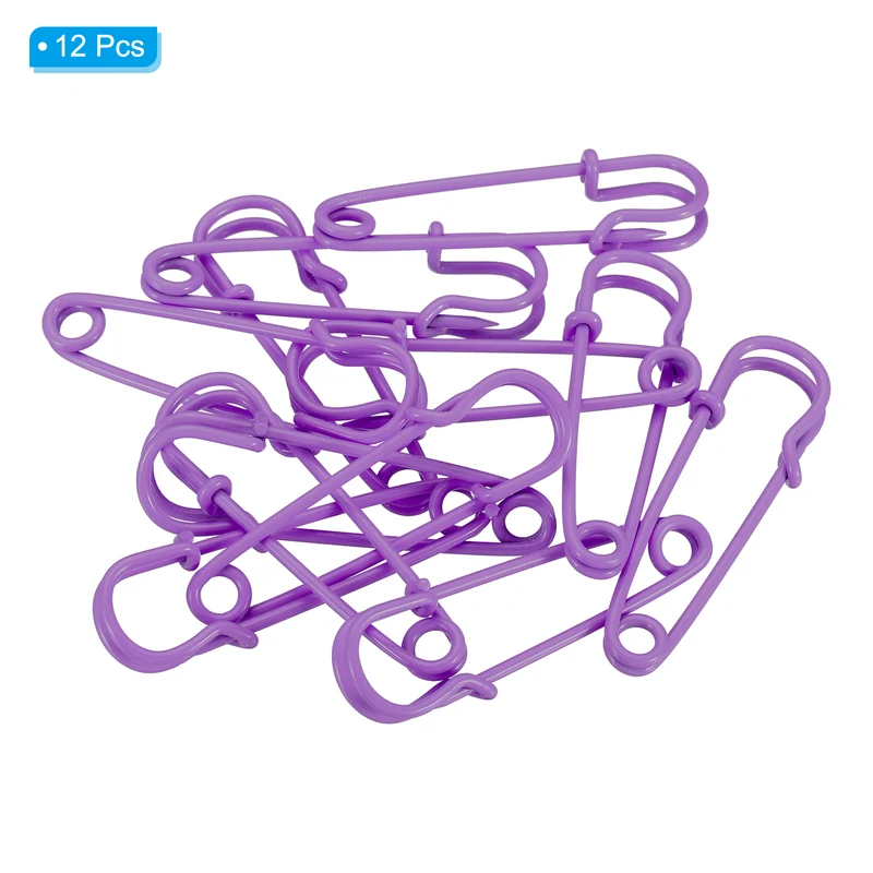 Safety Pins 1.57 Inch Large Metal Sewing Pins Purple 12Pcs
