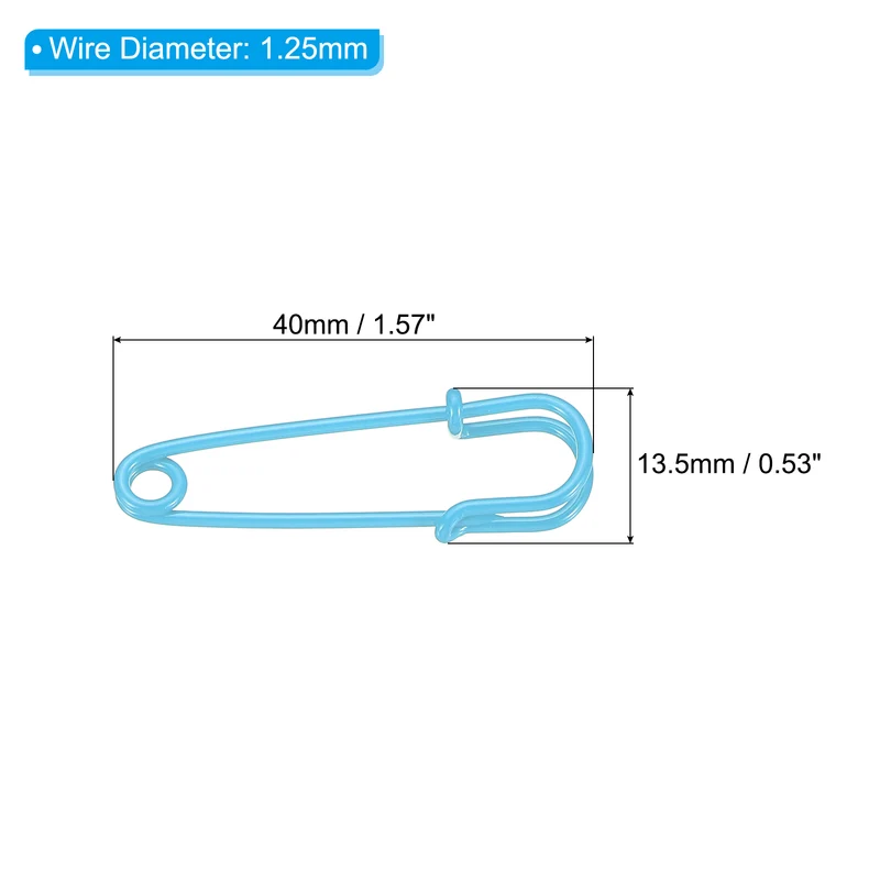 Safety Pins 1.57 Inch Large Metal Sewing Pins Sky Blue 24Pcs