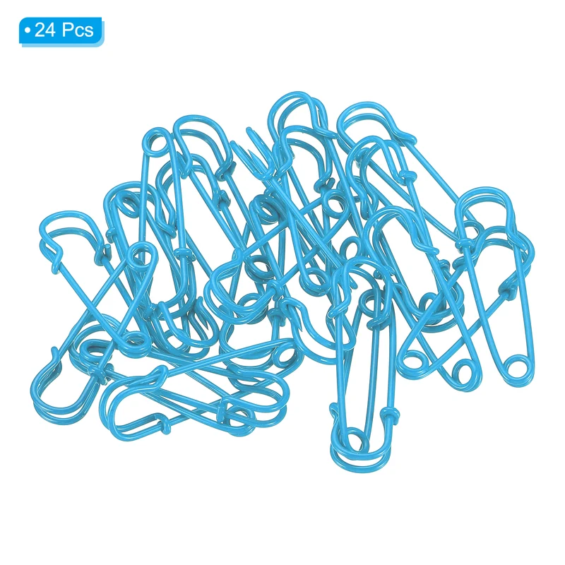 Safety Pins 1.57 Inch Large Metal Sewing Pins Sky Blue 24Pcs