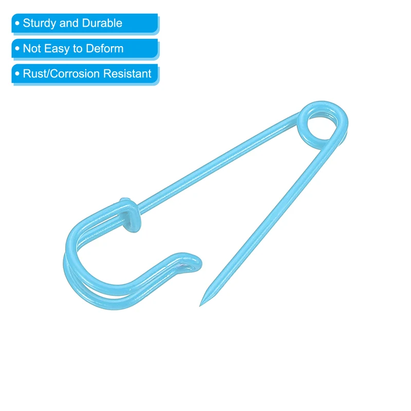 Safety Pins 1.57 Inch Large Metal Sewing Pins Sky Blue 24Pcs