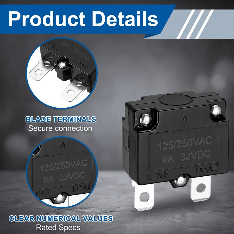 Thermal Circuit Breakers Automatic Reset 9A 125/250VAC 32VDC