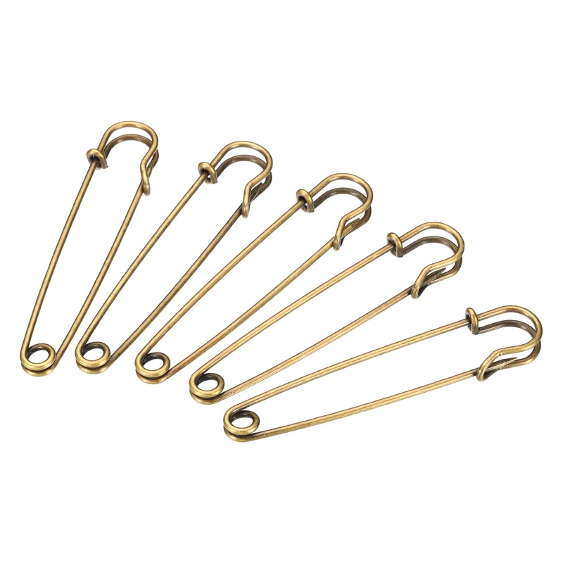 Safety Pins 3.94 Inch Large Metal Sewing Pins Bronze Tone 10Pcs