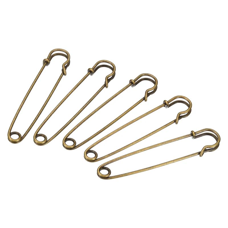 Safety Pins 3.5 Inch Large Metal Sewing Pins Bronze Tone 10Pcs