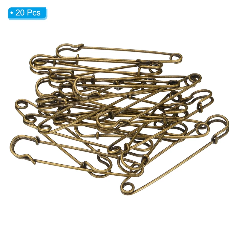 20Pcs Safety Pins 3.5 Inch Large Metal Sewing Pins Bronze Tone