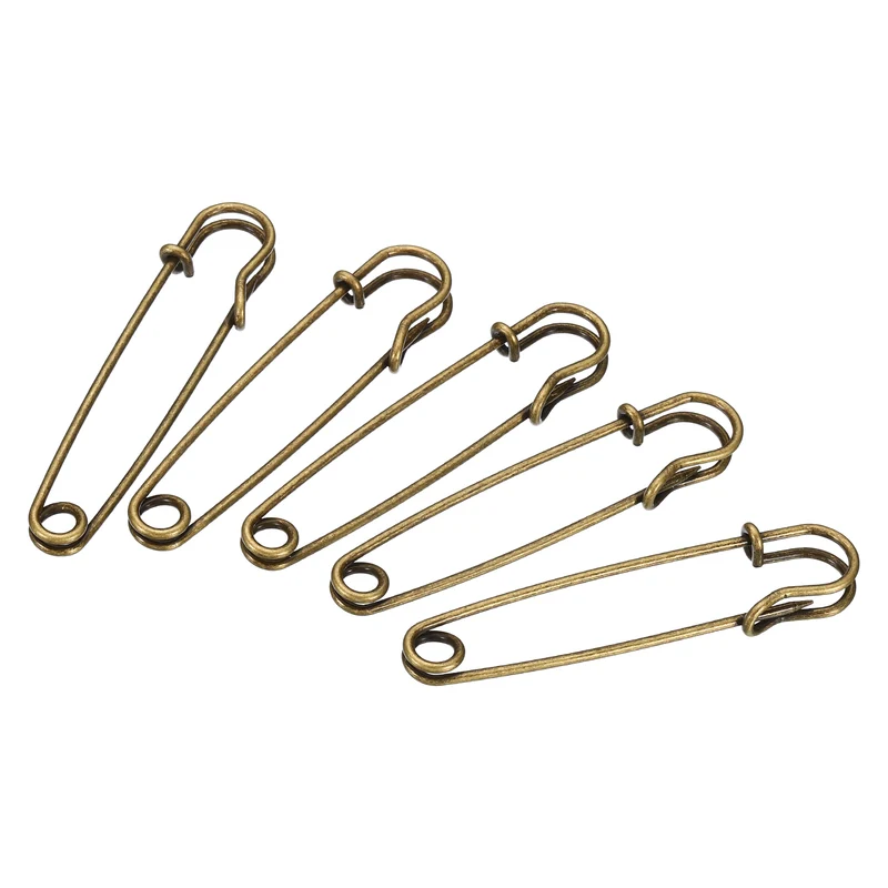 Safety Pins 2.95 Inch Large Metal Sewing Pins Bronze Tone 50Pcs