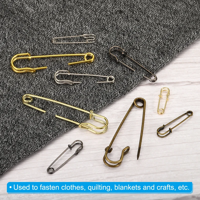 Safety Pins 2.95 Inch Large Metal Sewing Pins Bronze Tone 50Pcs