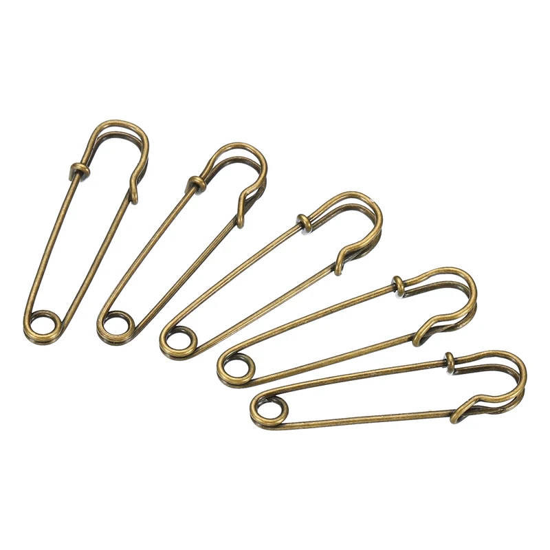 Safety Pins 1.5 Inch Large Metal Sewing Pins Bronze Tone 50Pcs