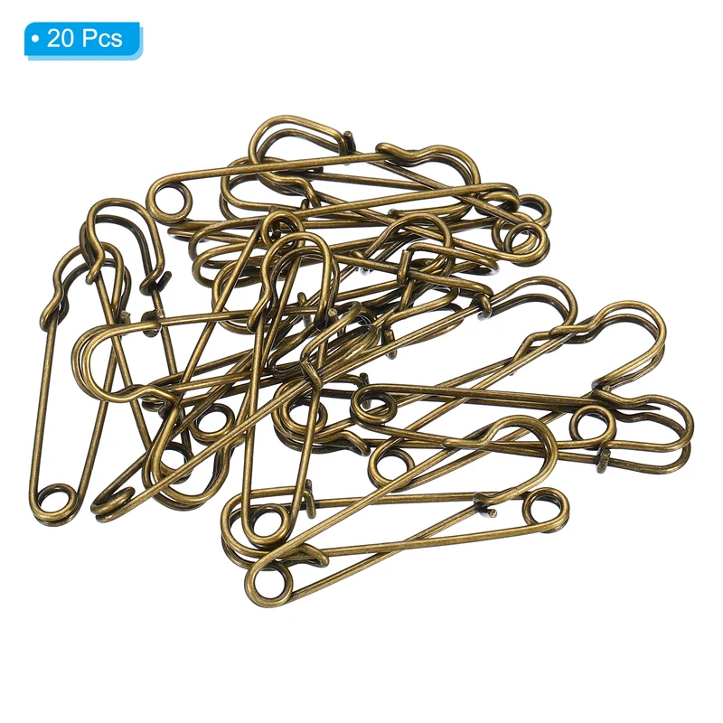 Safety Pins 1.5 Inch Large Metal Sewing Pins Bronze Tone 20Pcs