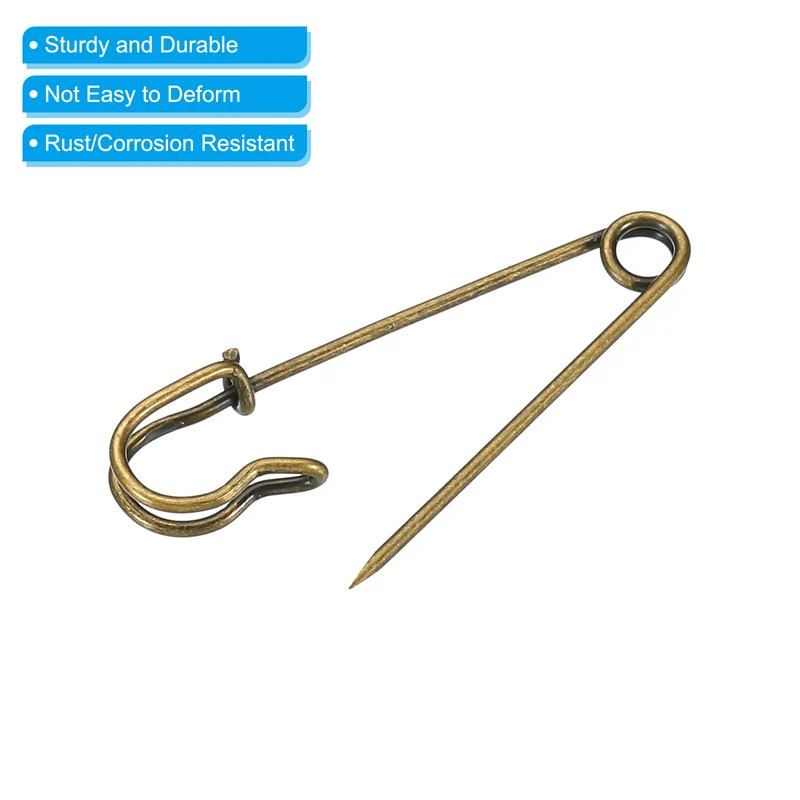 Safety Pins 1.5 Inch Large Metal Sewing Pins Bronze Tone 20Pcs