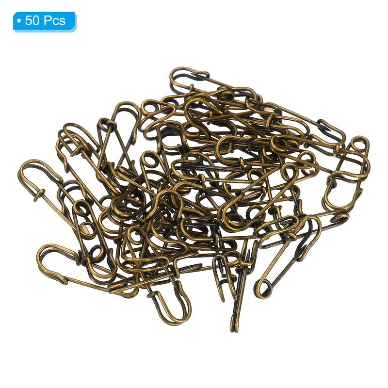 Safety Pins 1.06 Inch Large Metal Sewing Pins Bronze Tone 50Pcs