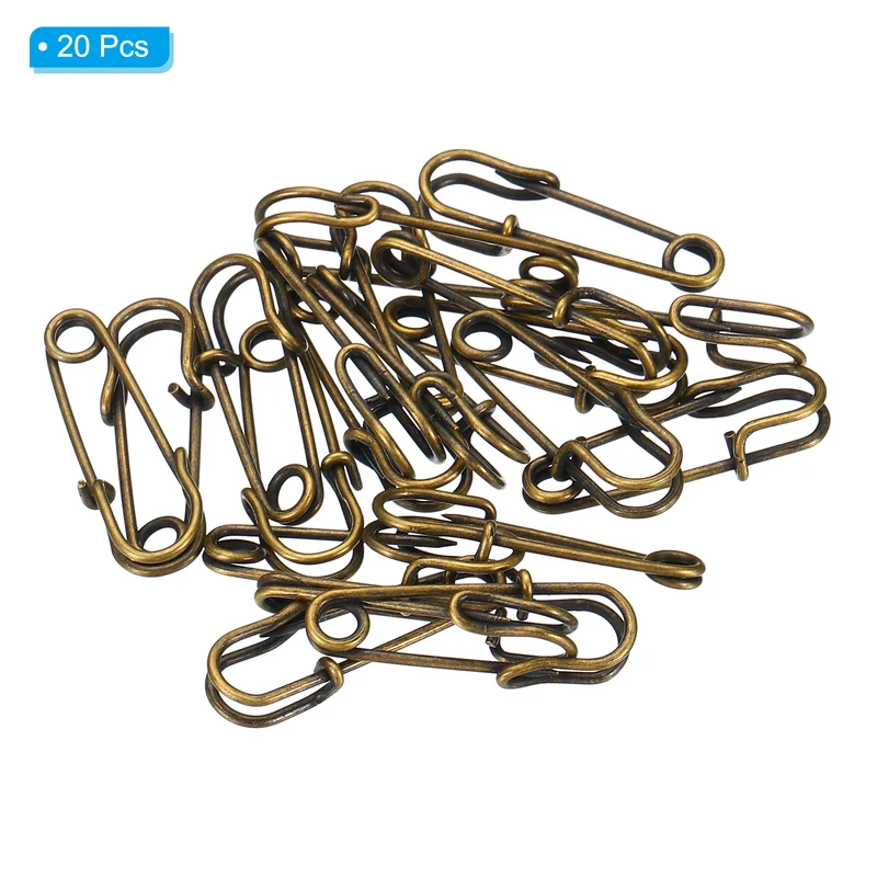 Safety Pins 1.06 Inch Large Metal Sewing Pins Bronze Tone 20Pcs