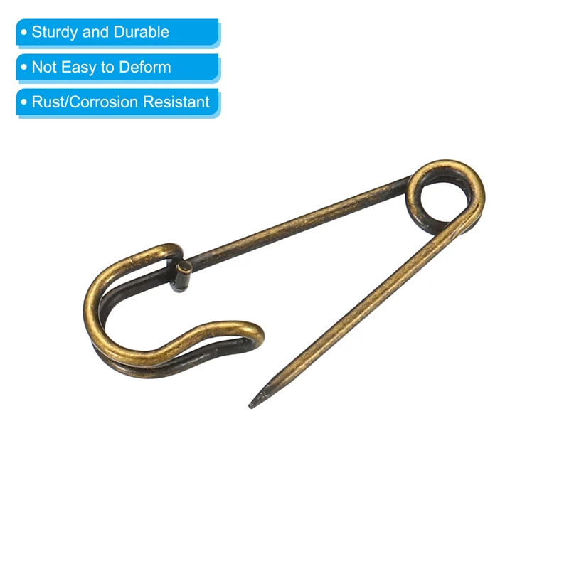 Safety Pins 1.06 Inch Large Metal Sewing Pins Bronze Tone 20Pcs