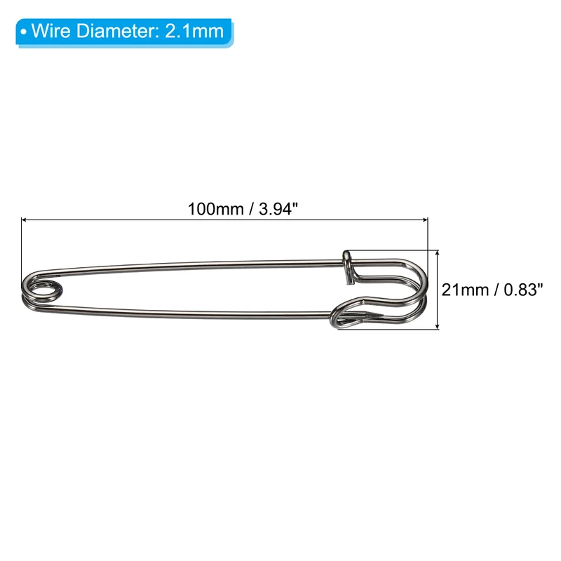 Safety Pins 3.94 Inch Large Metal Sewing Pins Black 10Pcs