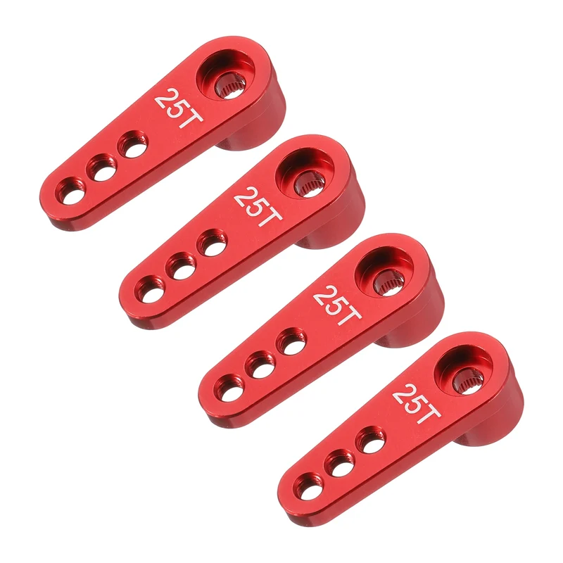 Metal 25T Steering Servo Single Arm Horn Red for RC Car 4 Pcs