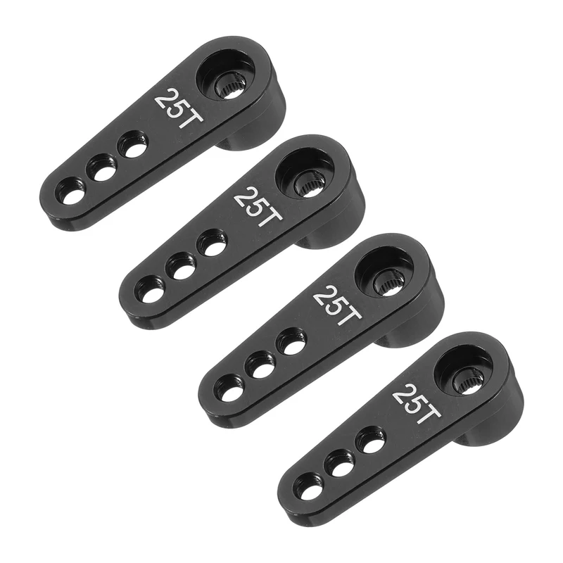 Metal 25T Steering Servo Single Arm Horn Black for RC Car 4 Pcs