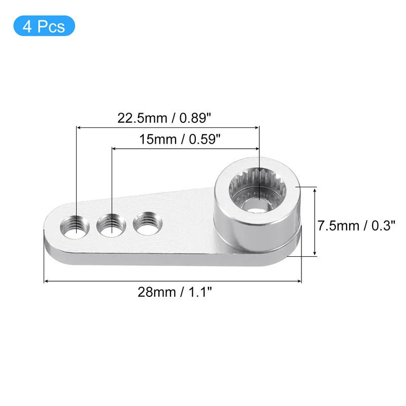 Metal 25T Steering Servo Single Arm Horn Silver for RC Car 4 Pcs