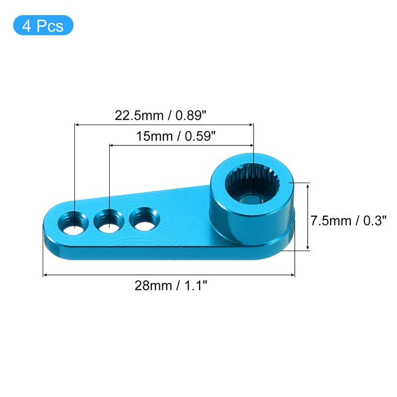 Metal 25T Steering Servo Single Arm Horn Pale Blue for RC Car 4 Pcs