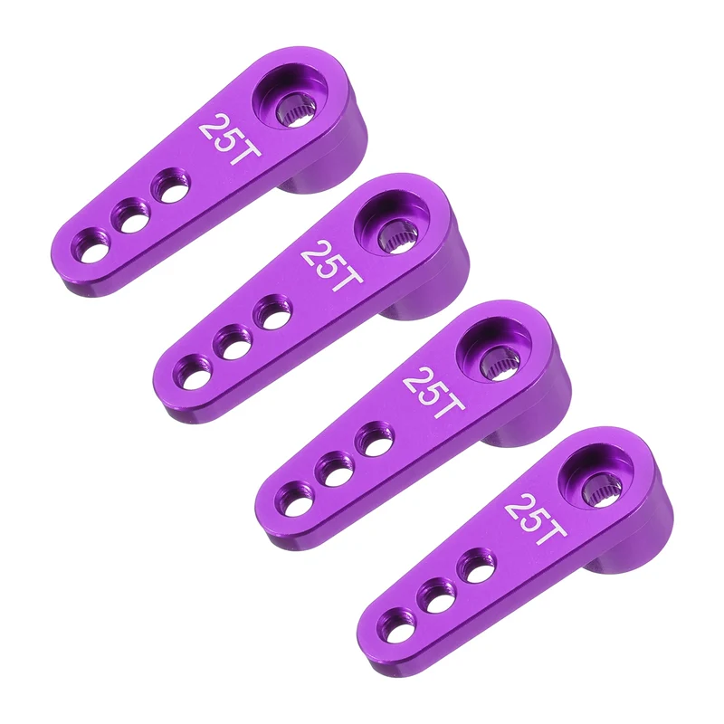 Metal 25T Steering Servo Single Arm Horn Purple for RC Car 4 Pcs