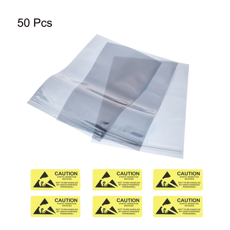 Anti Static Bag Shielding Bag 50pcs 6.7x9.8inch(17x25cm) Resealable with Labels