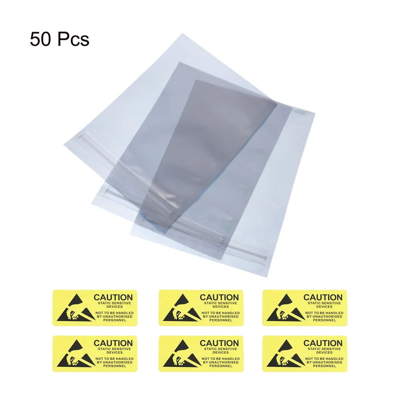 Anti Static Bag Shielding Bag 50pcs 6x8inch(15x20cm) Resealable with Labels