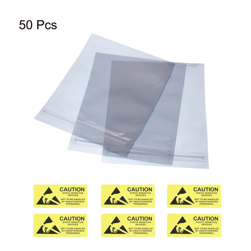 Anti Static Bag Shielding Bag 50pcs 4.7x6inch(12x15cm) Resealable with Labels