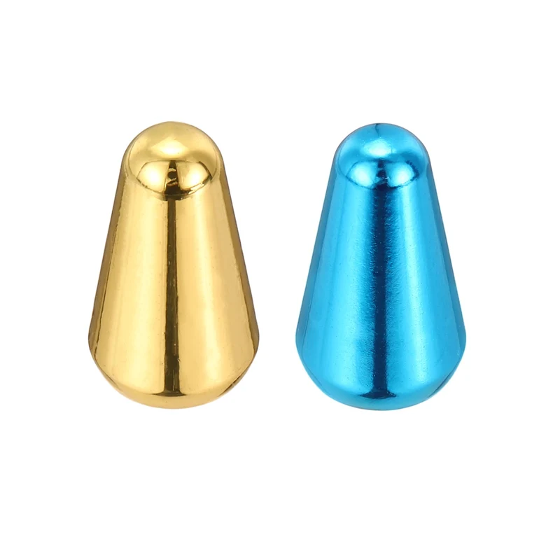 Guitar Toggle Switch Tip 3/5 Way Brass Cross Slot Gold/Blue 2Pcs