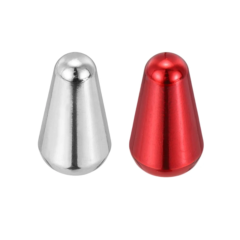 Guitar Toggle Switch Tip 3/5 Way Brass Cross Slot Silver/Red 2Pcs