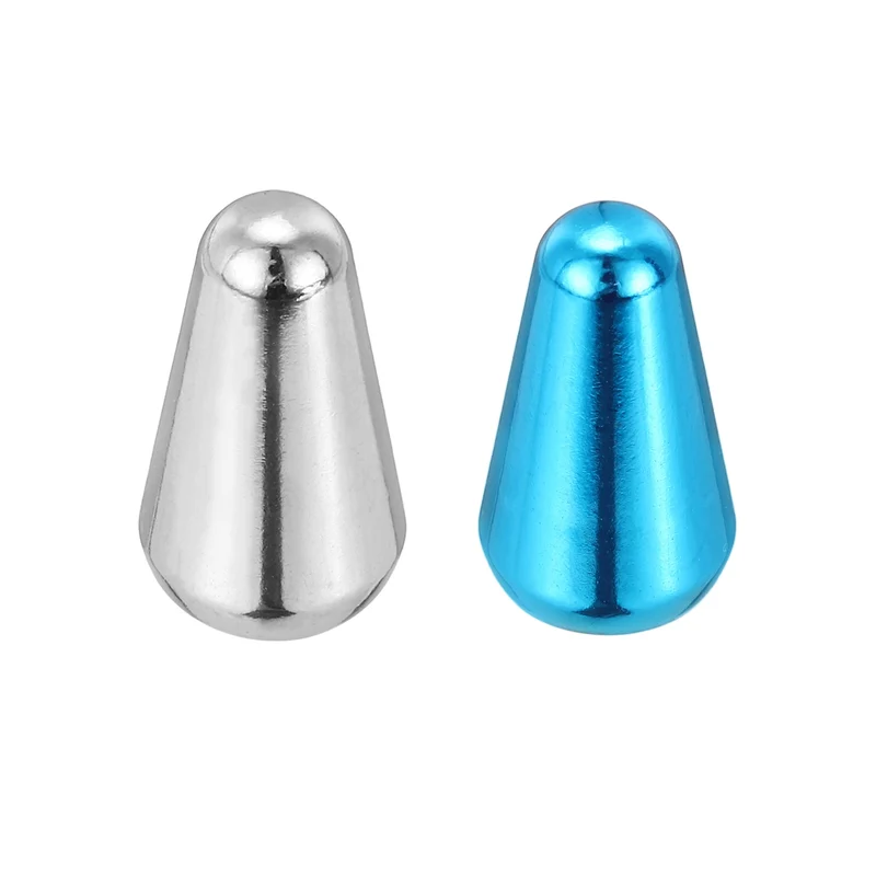Guitar Toggle Switch Tip 3/5 Way Brass Cross Slot Silver/Blue 2Pcs