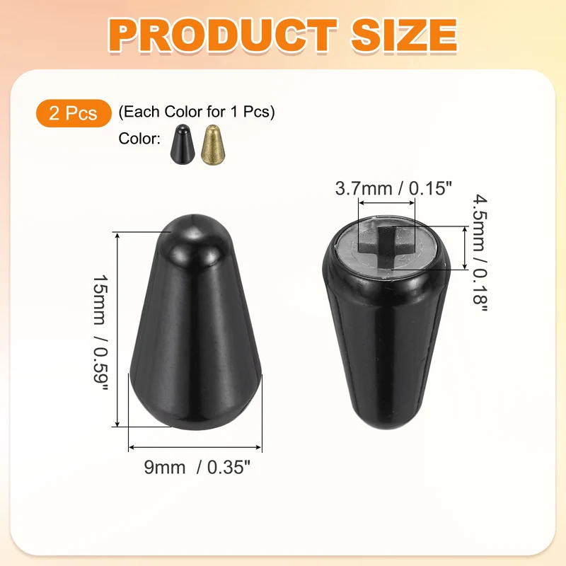Guitar Toggle Switch Tip 3/5 Way Brass Cross Slot Black/Bronze 2Pcs