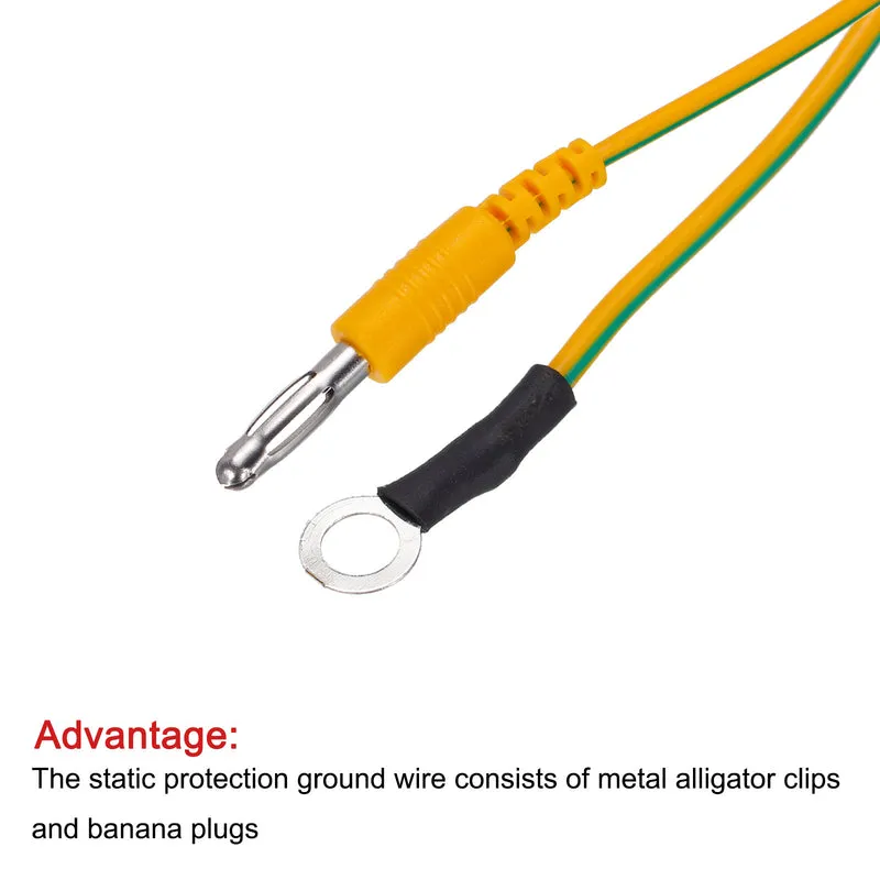 ESD Grounding Cables, 1.8m/71" Anti-Static Ground Cable Yellow, Pack of 2