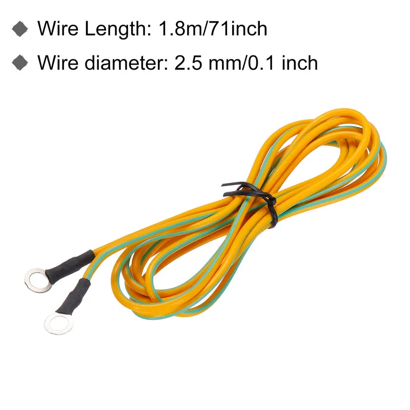 ESD Grounding Cable Cord 1.8m/71" Long Yellow Anti-Static Ground Wire Cable for Eliminate Conductor Electrostatic, Pack of 2