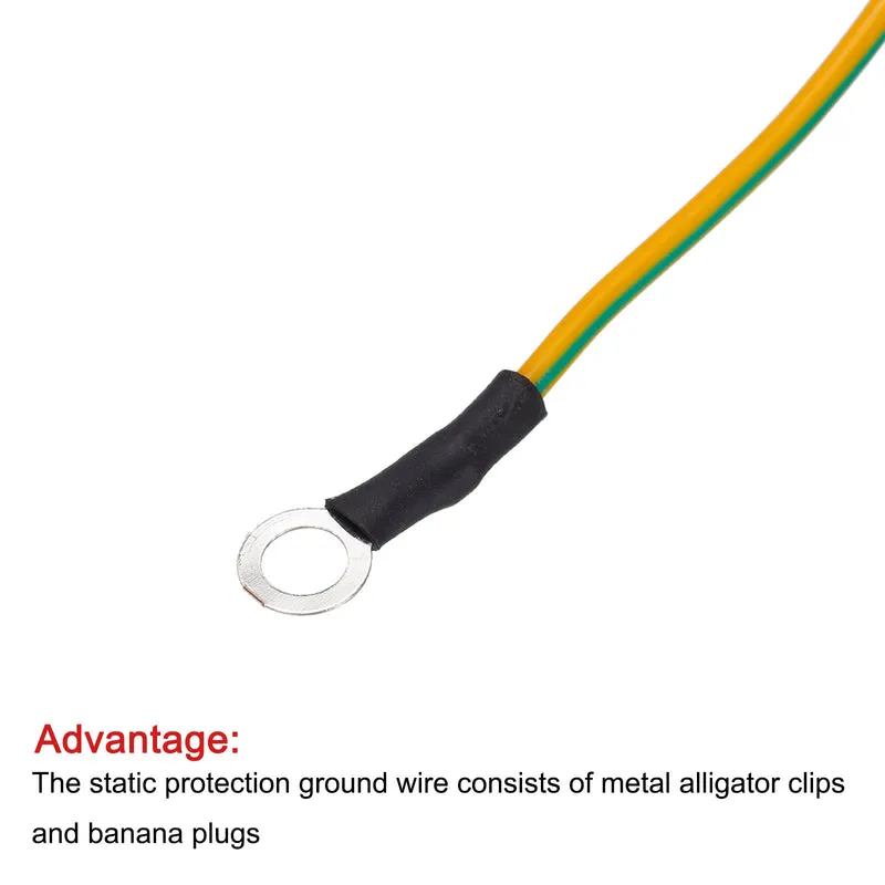 ESD Grounding Cable Cord 1.8m/71" Long Yellow Anti-Static Ground Wire Cable for Eliminate Conductor Electrostatic, Pack of 2