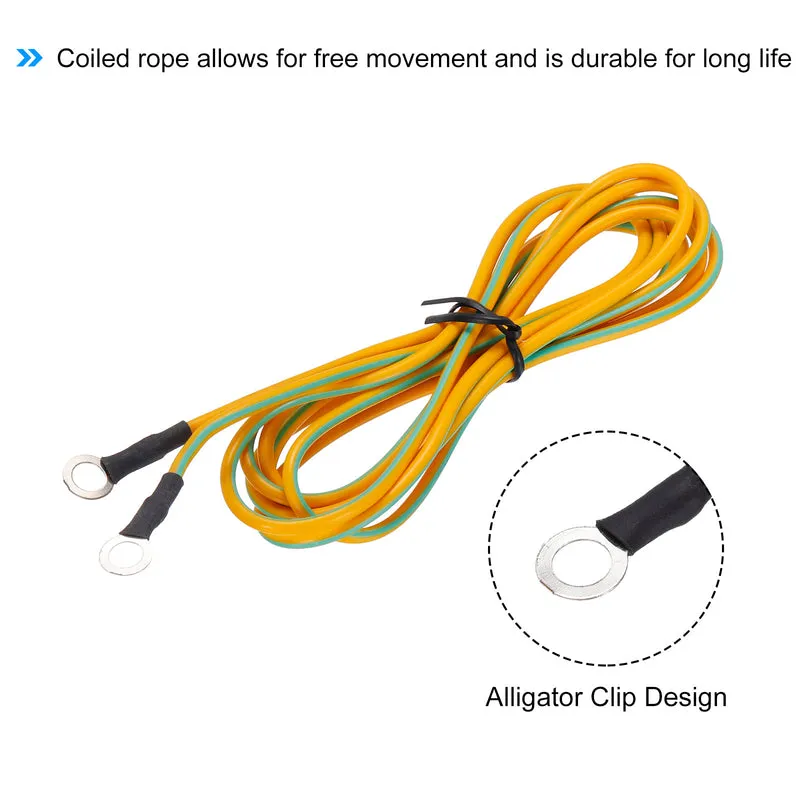 ESD Grounding Cable Cord 1.8m/71" Long Yellow Anti-Static Ground Wire Cable for Eliminate Conductor Electrostatic, Pack of 2