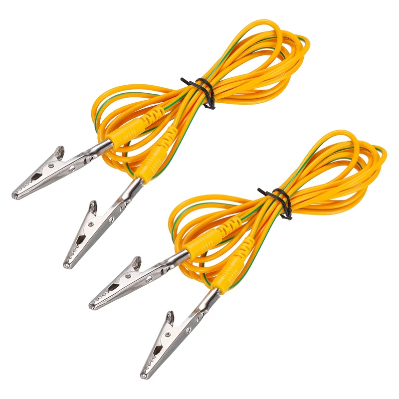 ESD Grounding Cable Cord with Alligator Clip 1.8m/71" Long Yellow Anti-Static Ground Wire Cable Clip for Eliminate Conductor Electrostatic, Pack of 2