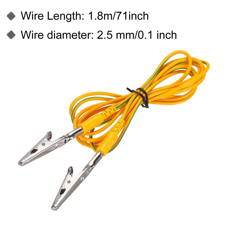 ESD Grounding Cable Cord with Alligator Clip 1.8m/71" Long Yellow Anti-Static Ground Wire Cable Clip for Eliminate Conductor Electrostatic, Pack of 2