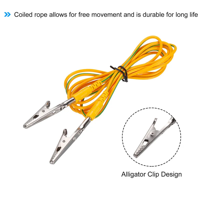 ESD Grounding Cable Cord with Alligator Clip 1.8m/71" Long Yellow Anti-Static Ground Wire Cable Clip for Eliminate Conductor Electrostatic, Pack of 2