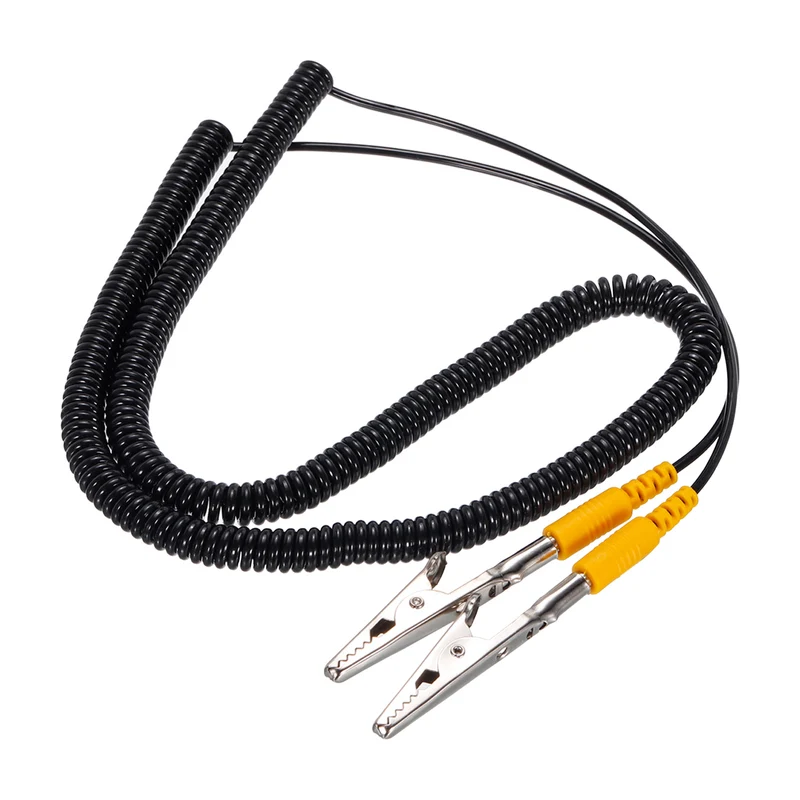 ESD Grounding Cable with Alligator Clip, 5m/197" Yellow Anti-Static Ground Wire