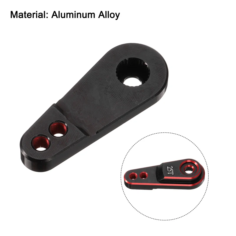 Aluminum Alloy 25T Steering Servo Arm Horn Silver/Red for RC Car Pack of 2