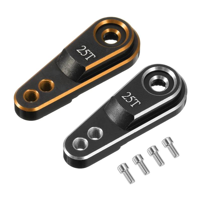 Aluminum Alloy 25T Steering Servo Arm Horn Gold/Silver for RC Car Pack of 2