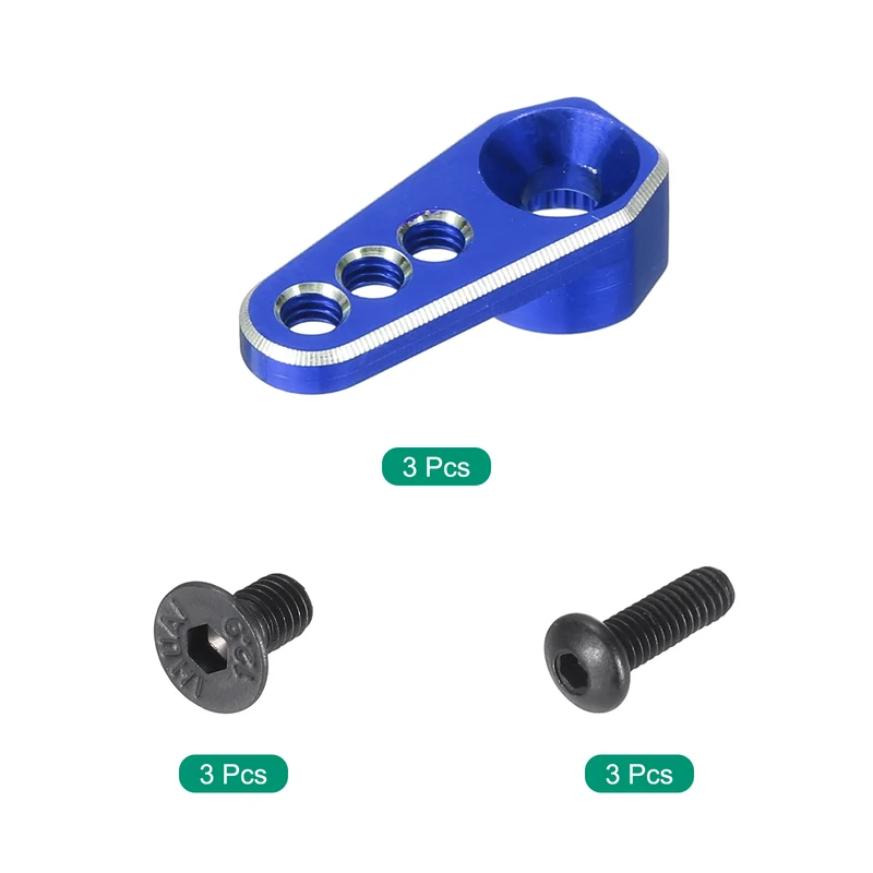 Aluminum Alloy 1/18 25T Steering Servo Arm Horn Dark Blue for DIY, 3 Pcs