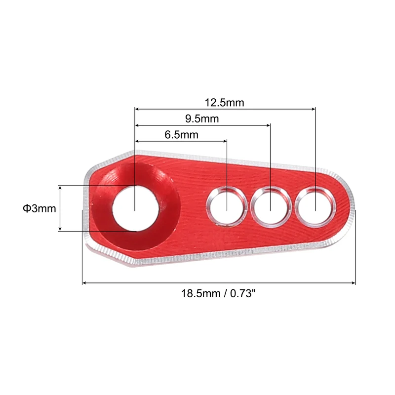 Aluminum Alloy 1/18 25T Steering Servo Arm Horn Red for DIY, 3 Pcs