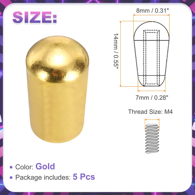 5Pcs 3 Way Guitar Toggle Switch Tip, M4 Brass Threaded for LP, Gold