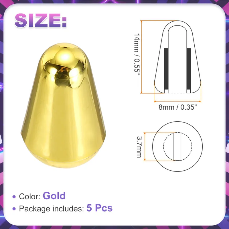 5Pcs 3/5 Way Guitar Toggle Switch Tip, Plastic Slotted 3.7mm/0.15", Gold
