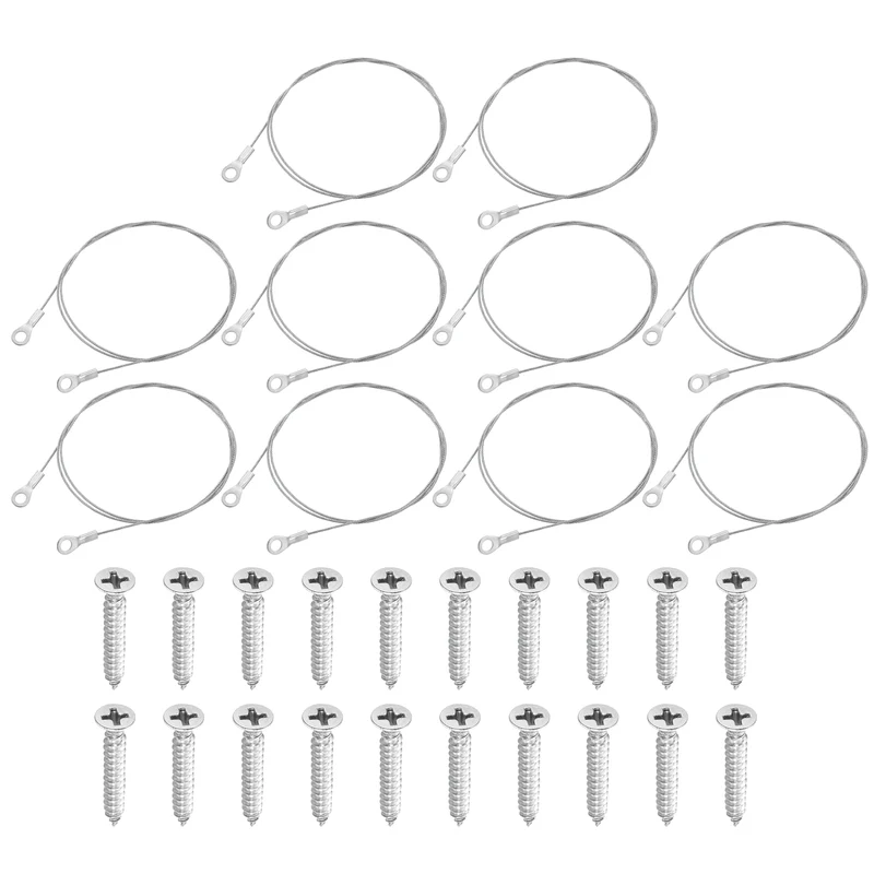 10Pcs Lanyard Cable, 100cm x 1.5mm 304 Stainless Steel Wire Rope Lanyard