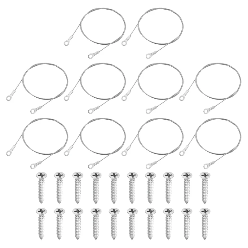 10Pcs Lanyard Cable, 80cm x 1.5mm 304 Stainless Steel Wire Rope Lanyard