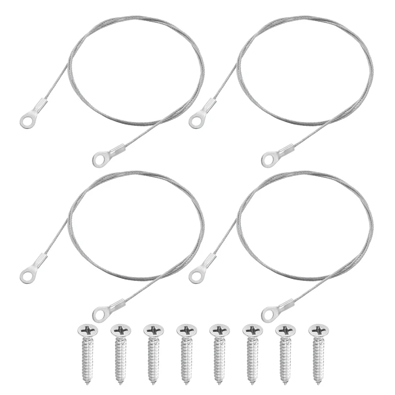 4Pcs Lanyard Cable, 80cm x 1.5mm 304 Stainless Steel Wire Rope Lanyard