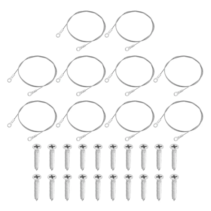 10Pcs Lanyard Cable, 70cm x 1.5mm 304 Stainless Steel Wire Rope Lanyard