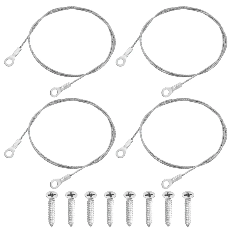 4Pcs Lanyard Cable, 70cm x 1.5mm 304 Stainless Steel Wire Rope Lanyard